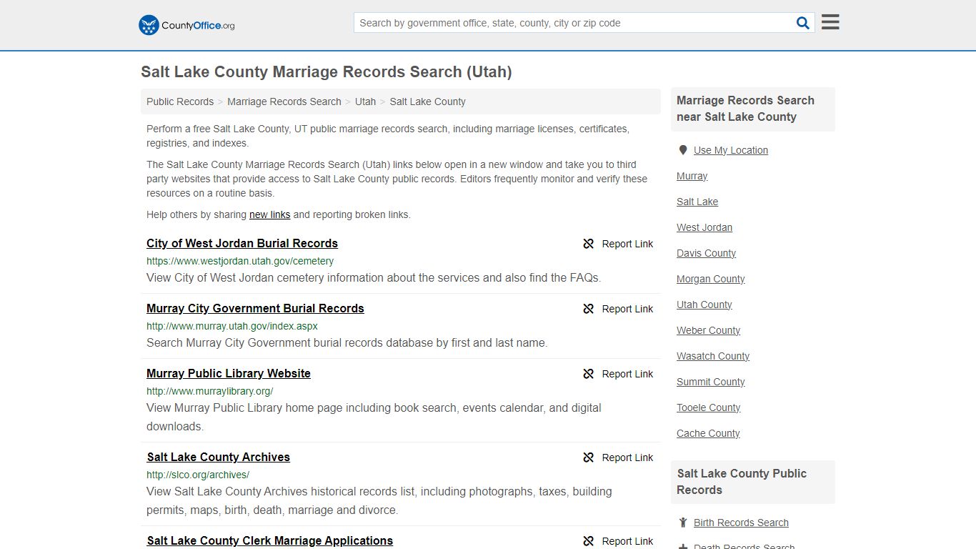 Salt Lake County Marriage Records Search (Utah) - County Office